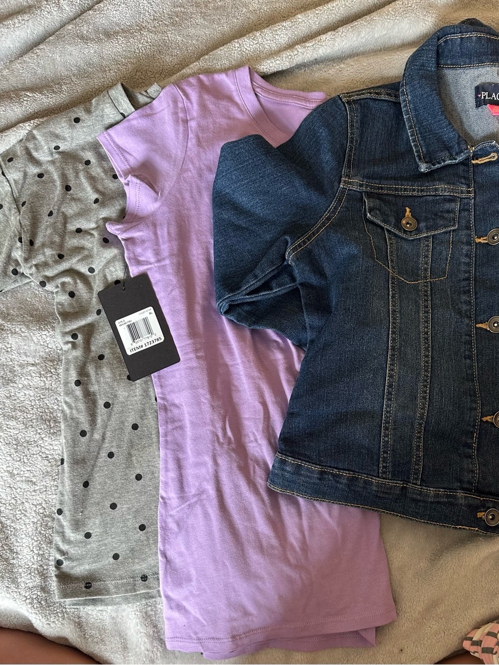 The Childrens Place Girls Denim Jacket with Lilac Tee